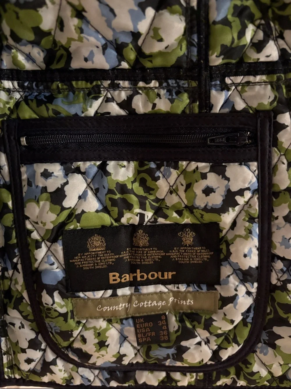 Barbour Navy Quilted Jacket with Floral Lining - Picture 2 of 4